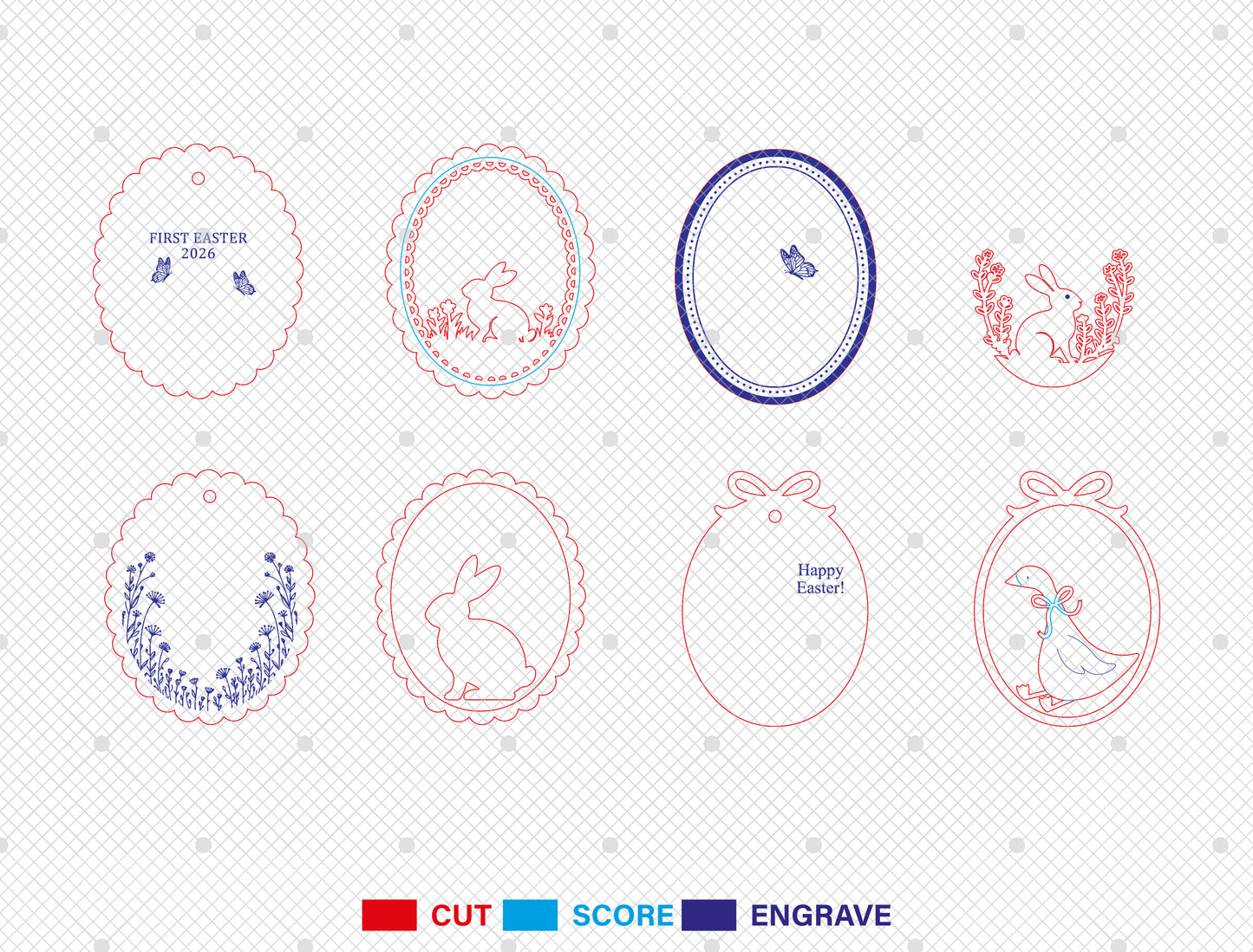 Easter Basket Tag Ornament SVG 23 Designs Laser Cut for Glowforge and xTool