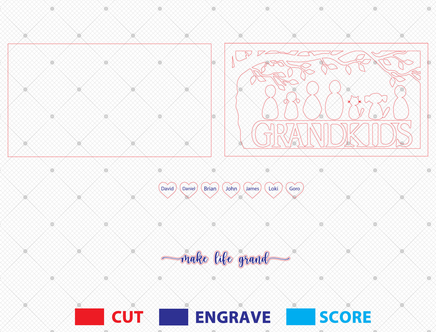 Personalized Grandpa Family Sign SVG Laser Cut File for Glowforge