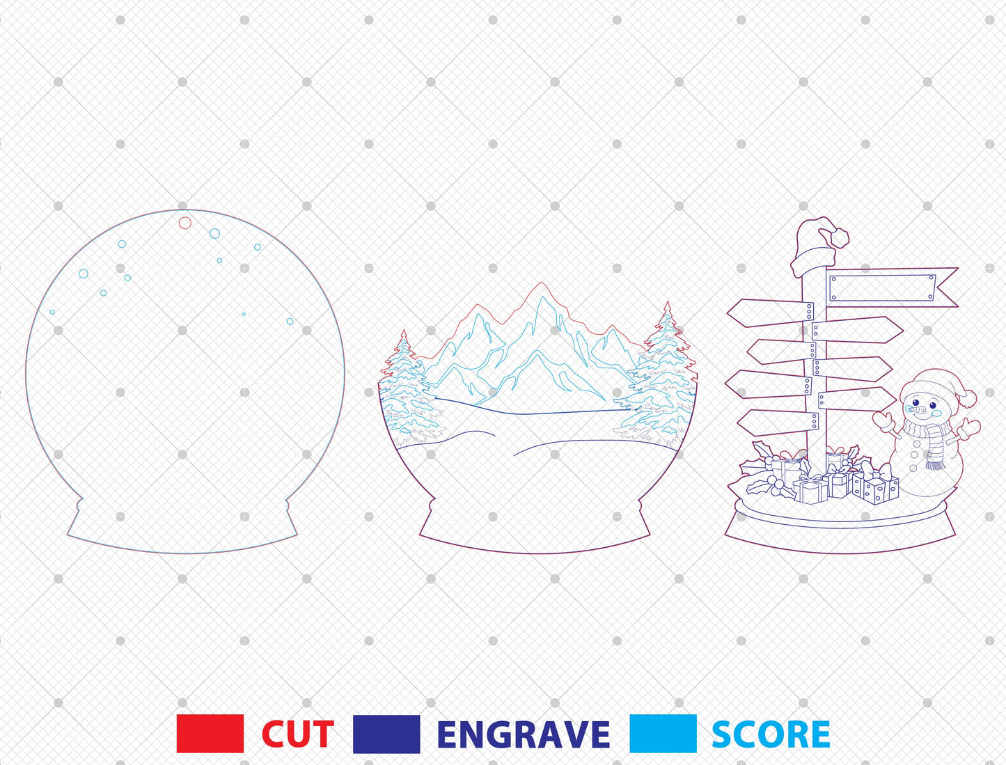 Personalized Christmas Family Snow Globe Sign Laser Cut File | Ready to Cut | Glowforge, xTool, LightBurn, etc. My Store