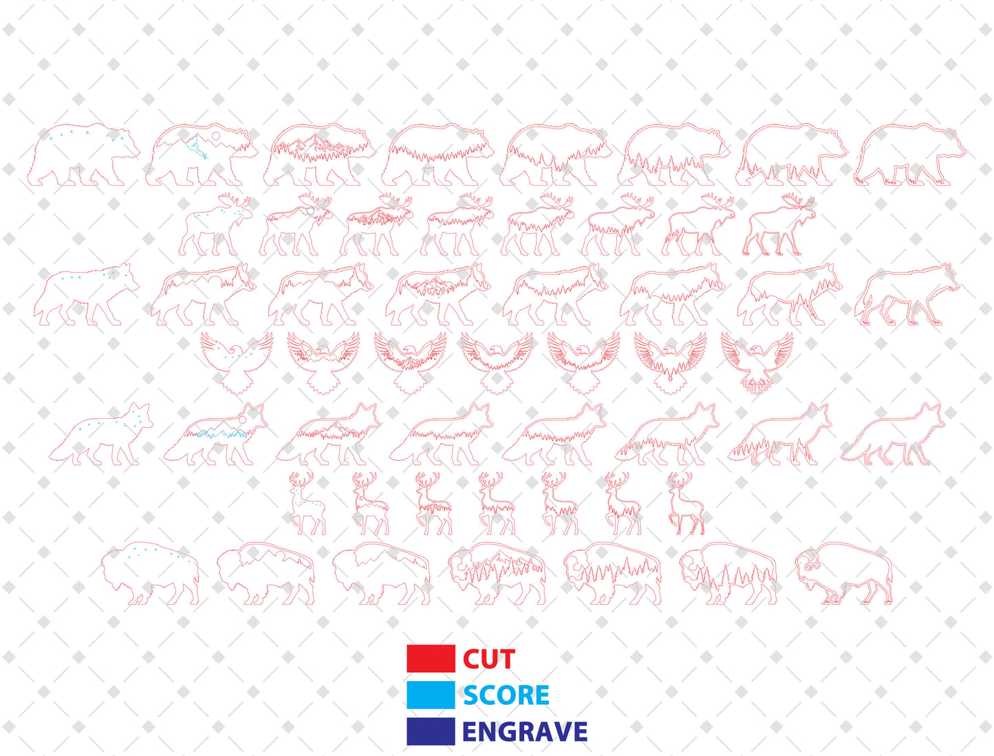 Multilayer Forest Animal SVG Bundle for LightBurn and Glowforge