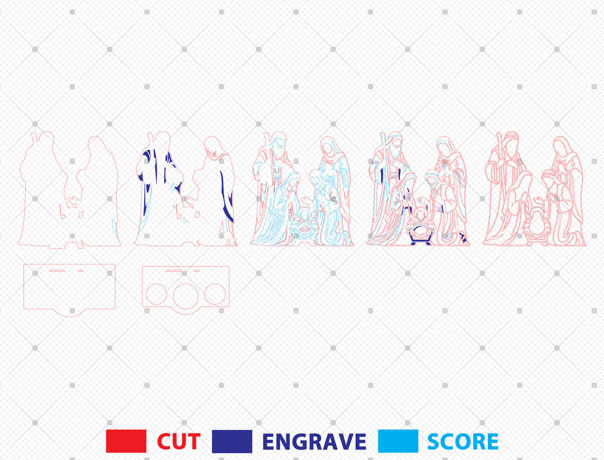Nativity Candle Holder SVG Bundle 10 Designs Glowforge xTool