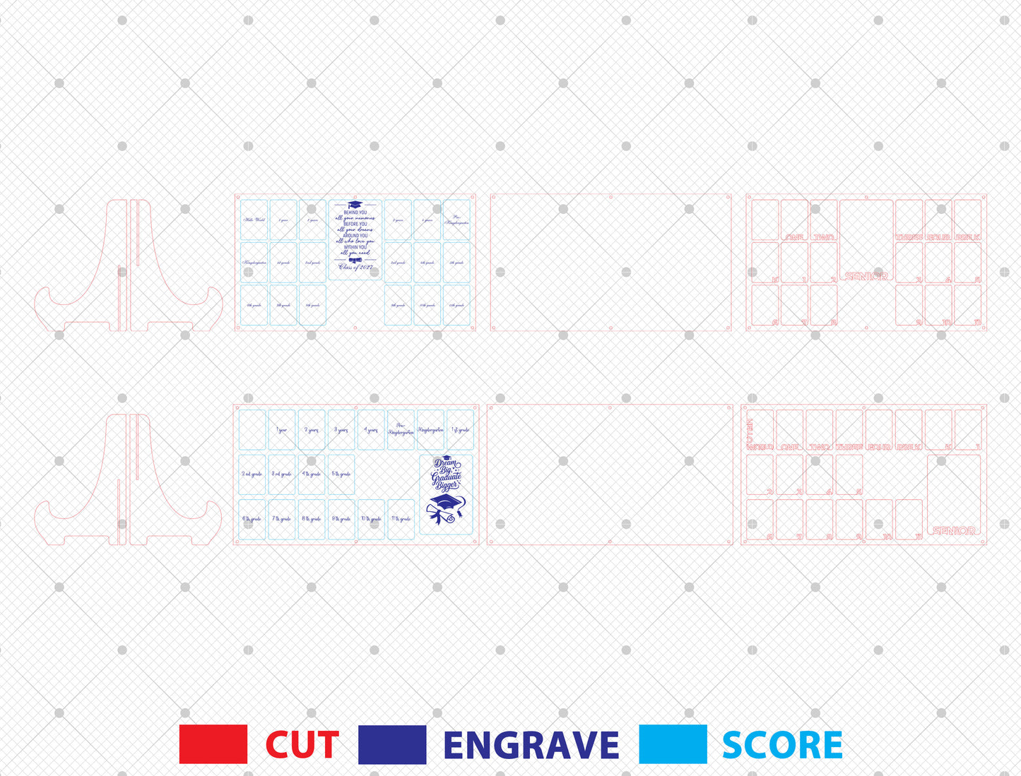 Graduation Grade Photo Frame SVG Laser Cut File for LightBurn and xTool