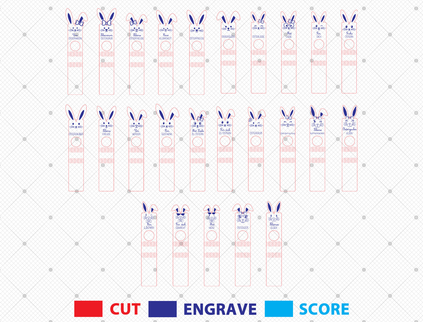 Easter Bunny Chocolate Holder SVG Bundle 25 Designs for Glowforge and xTool