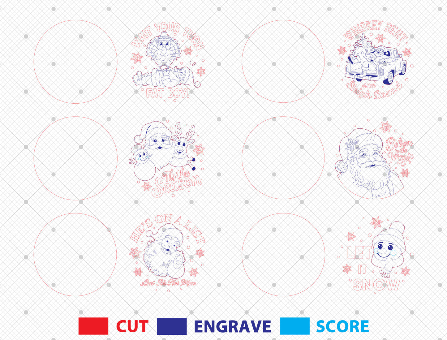 Christmas Round Sign Ornament Laser Cut File | Funny Holiday Quotes | Ready to Cut | Glowforge, xTool, LightBurn, etc.