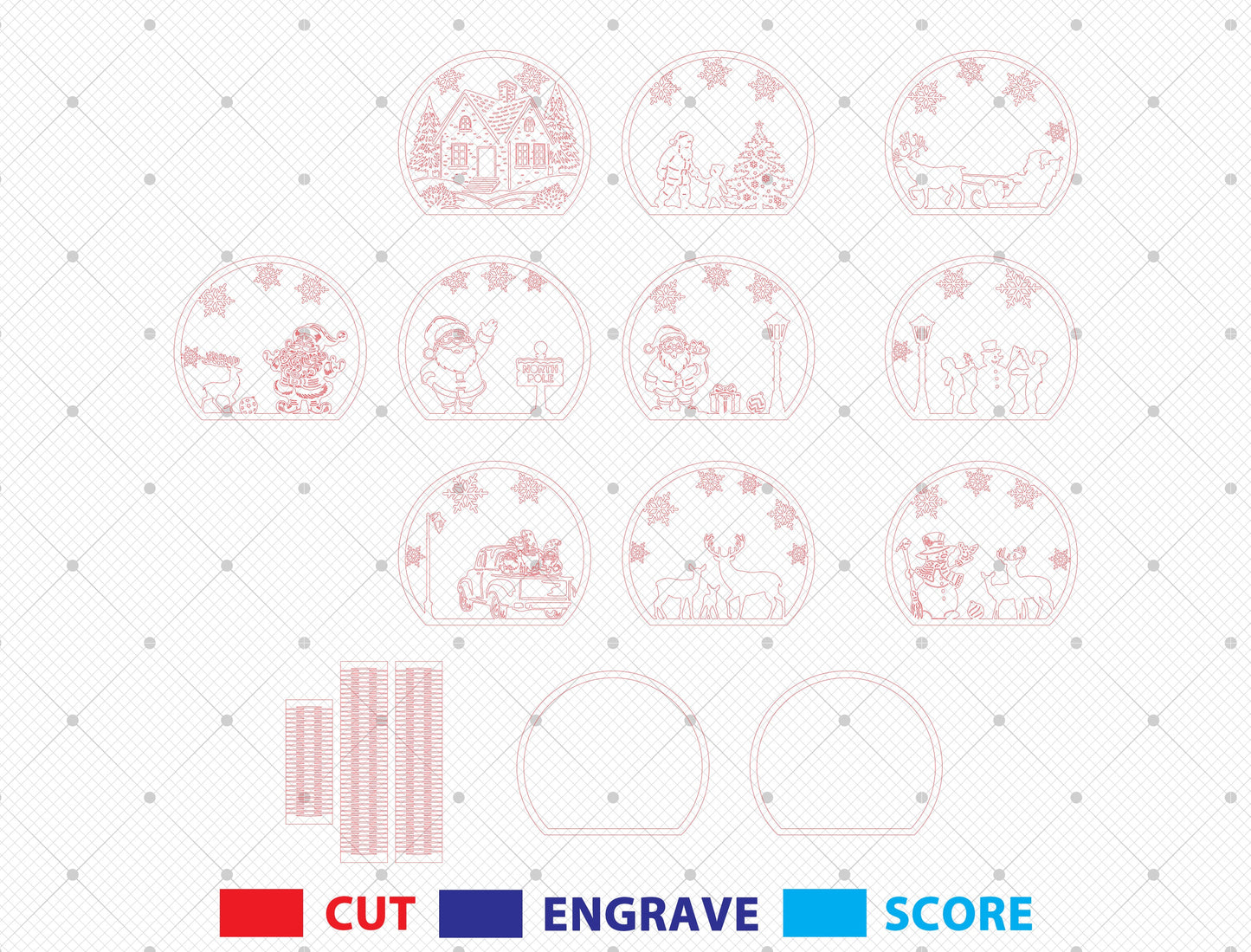 Christmas Santa Scene Lantern Laser Cut File | Ready to Cut | Glowforge, xTool, LightBurn, etc. My Store