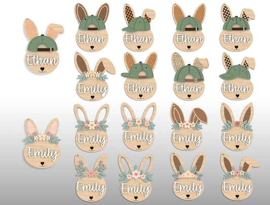 Personalized Easter Bunny Name Tag SVG 18 Designs for Glowforge and xTool