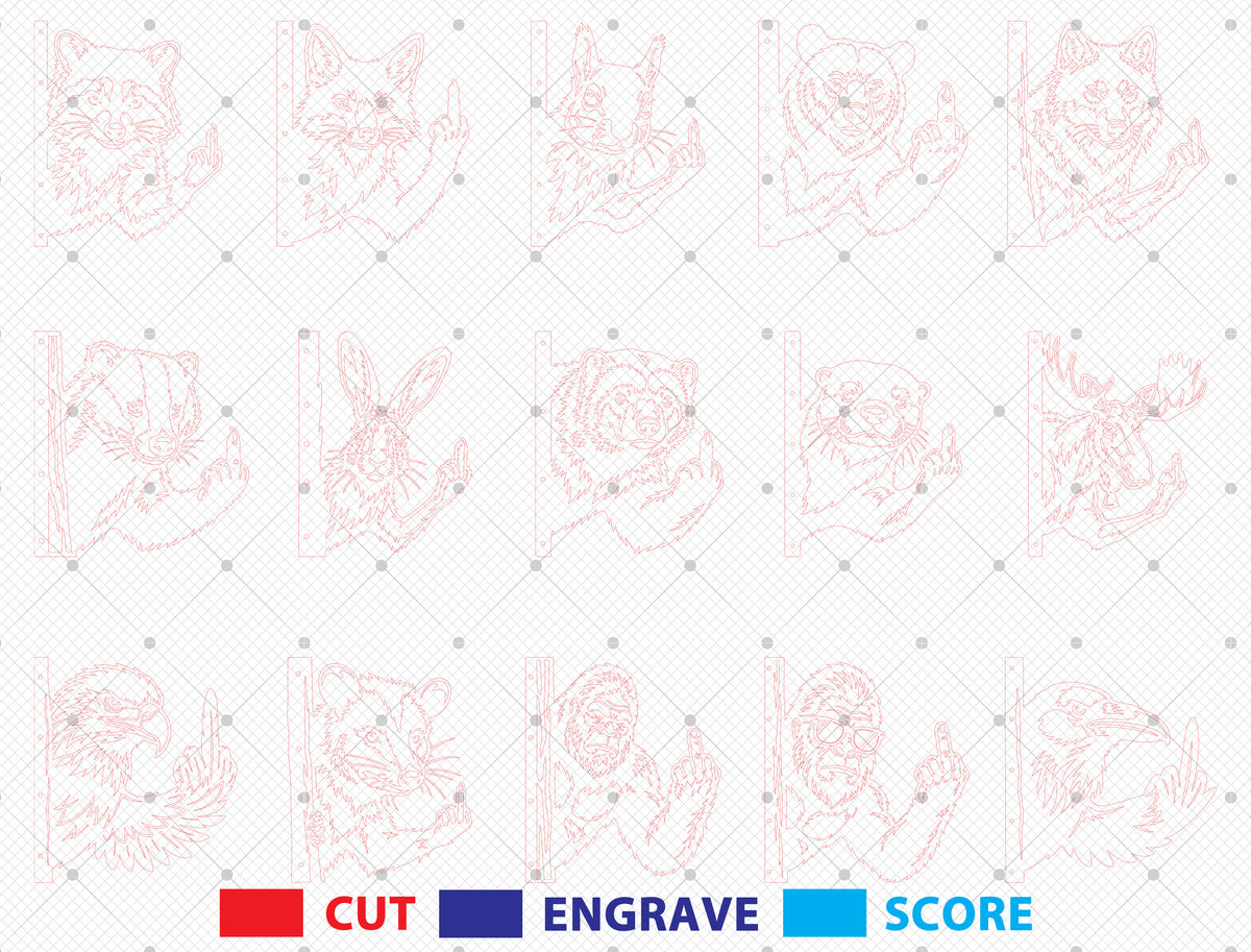 Funny Middle Finger SVG Peeking Animal Bundle