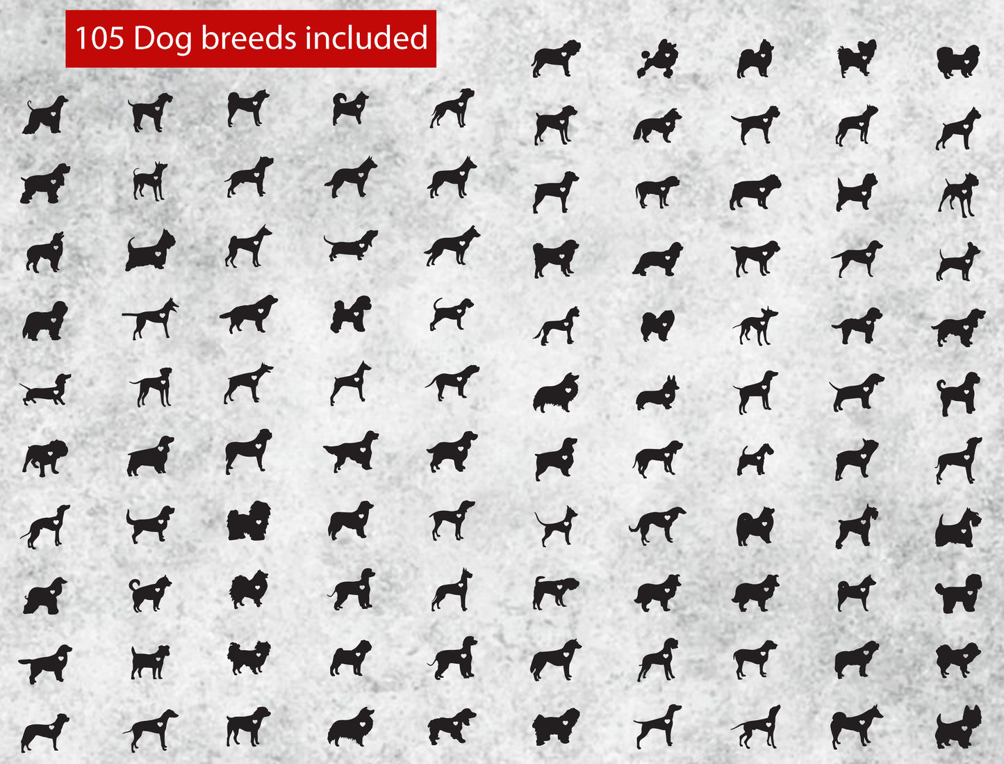 105 Dog Breeds Rainbow Memorial Ornament SVG Bundle Laser Cut File for Glowforge