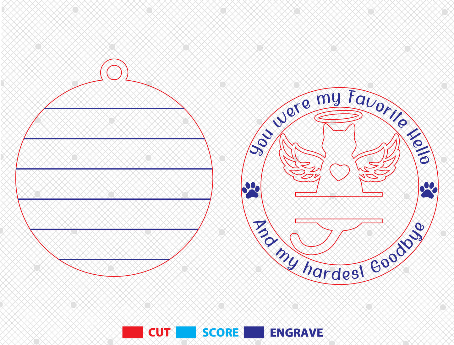 Personalized Pet Memorial Ornament SVG Bundle for LightBurn and Glowforge