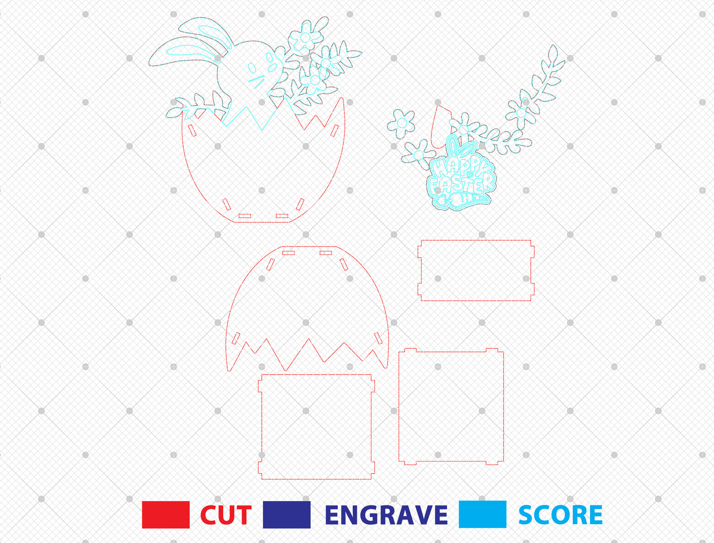 Easter Bunny Flower Standing SVG Cute Bunny Egg for Glowforge and xTool