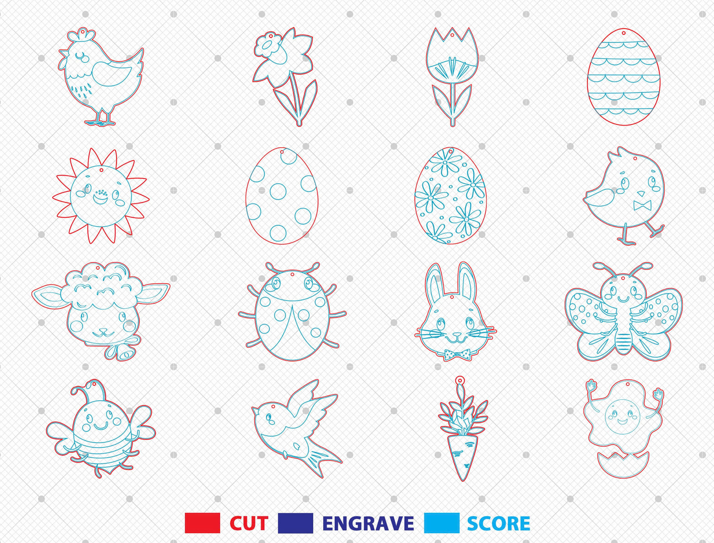 Easter Earrings SVG Bundle 16 Cute Spring Wooden Dangles for LightBurn and xTool