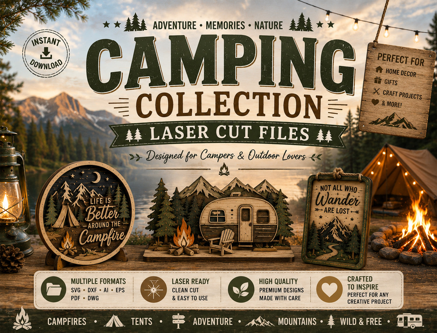 Camping Laser Cut Designs