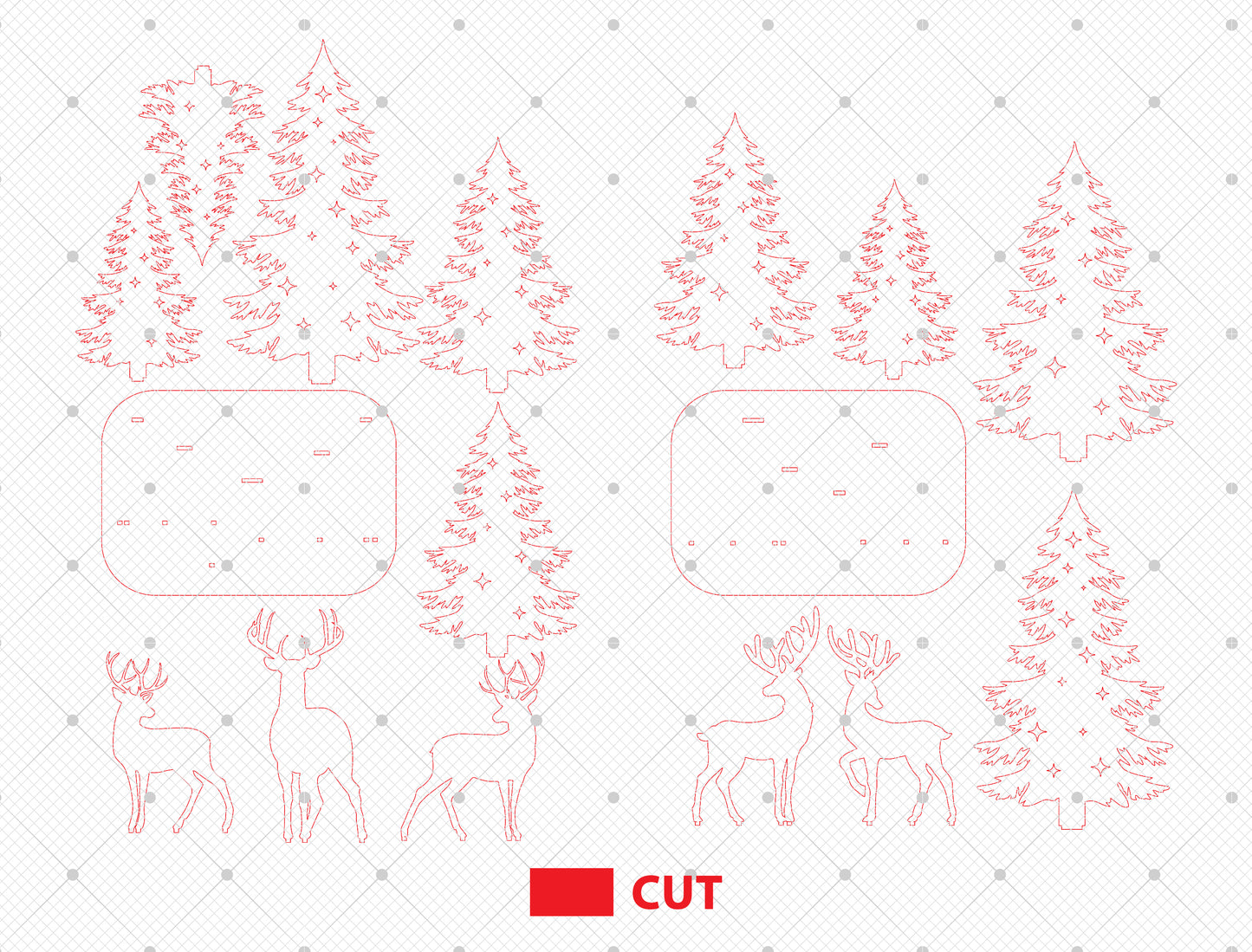 3D Forest Reindeer Scene Laser Cut File | Ready to Cut | Glowforge, xTool, LightBurn, etc.