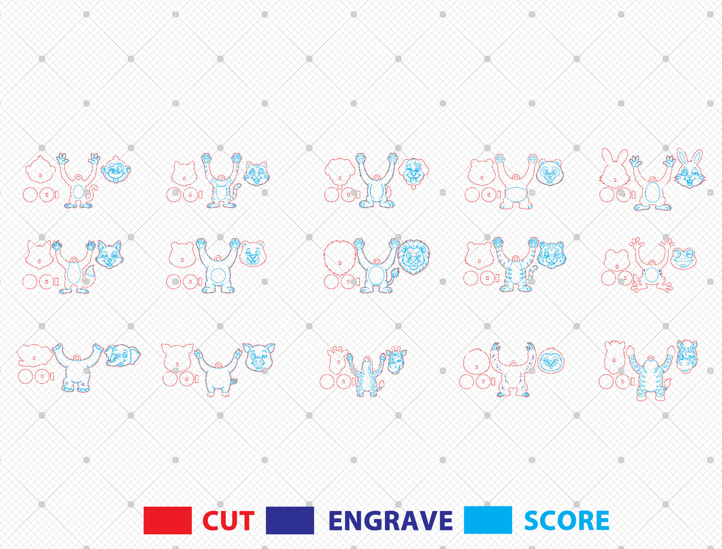 Animal Magnets SVG Bundle Laser Cut File for LightBurn and Glowforge