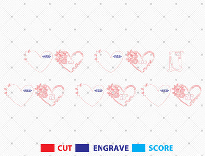 Mom Rose Heart Sign SVG Bundle 5 Designs for LightBurn and xTool