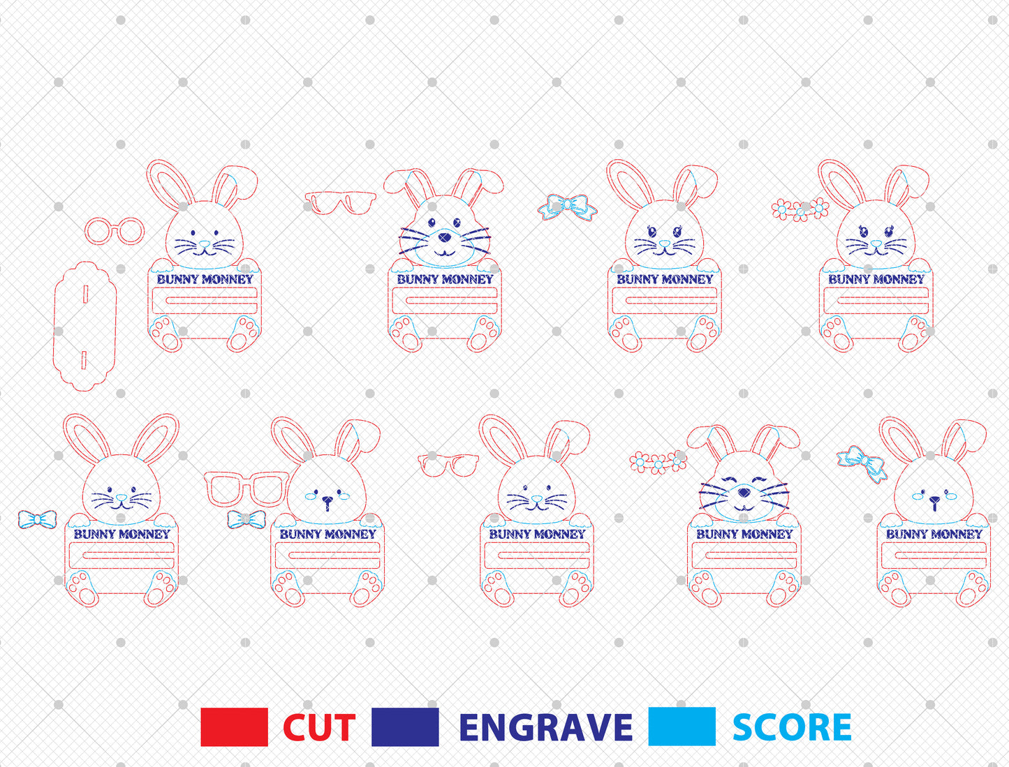 Personalized Bunny Money Holder SVG Easter Cash Gift for LightBurn and xTool