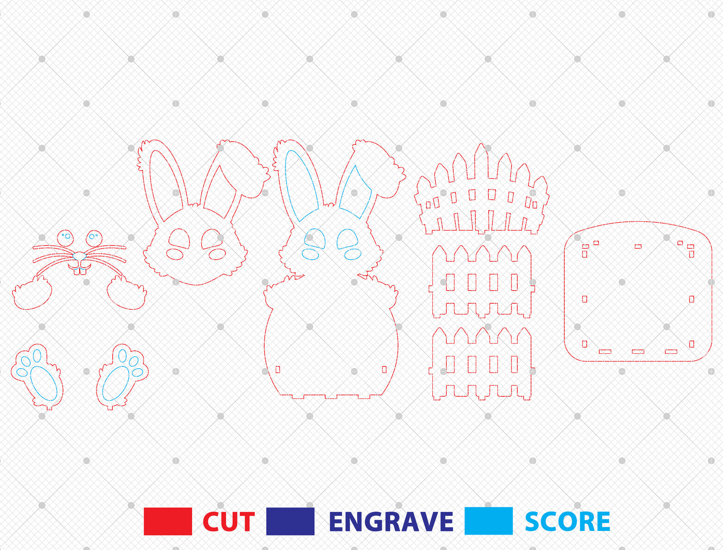 Bunny Basket SVG Bundle Cute Rabbit Egg Holder Easter for LightBurn and xTool