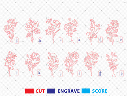 Floral Bouquet Holder SVG Bundle Mother Teacher Gift Laser Cut File for Glowforge and xTool