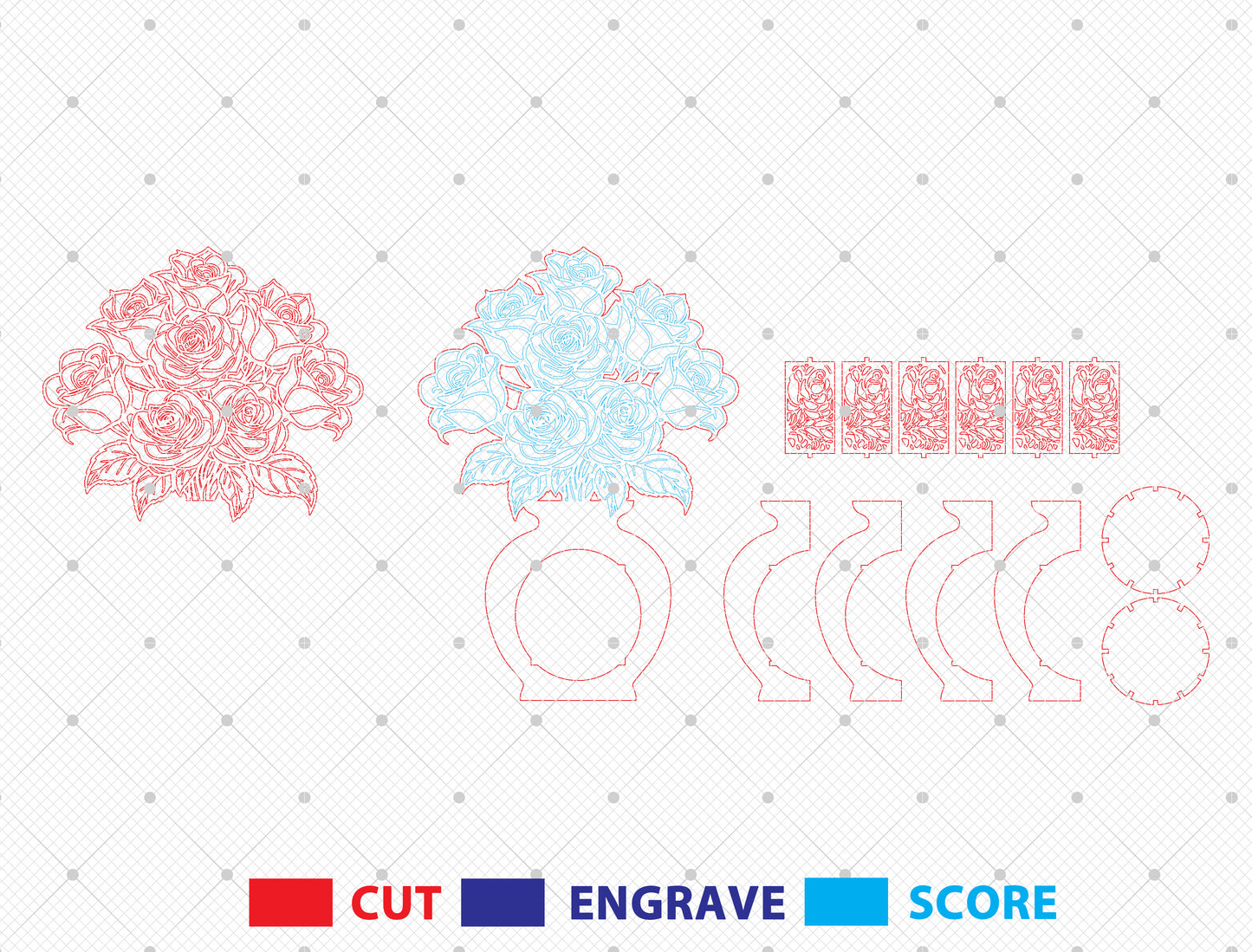 Mother’s Day Floral Lantern Laser Cut File Bundle – 6 Designs | Flower Shadow Lantern | Layered Wooden Decor | Glowforge, xTool, LightBurn, etc.