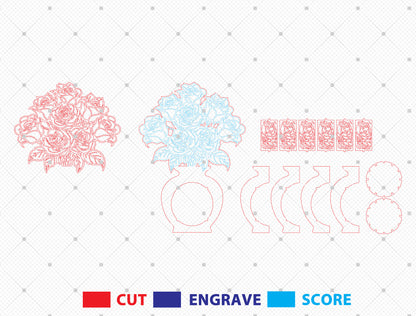 Mother’s Day Floral Lantern Laser Cut File Bundle – 6 Designs | Flower Shadow Lantern | Layered Wooden Decor | Glowforge, xTool, LightBurn, etc.