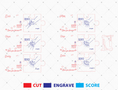 Father’s Day Puzzle Sign SVG Laser Cut File | Personalized Dad Gift | Wooden Family Keepsake | Glowforge, xTool, LightBurn, etc.