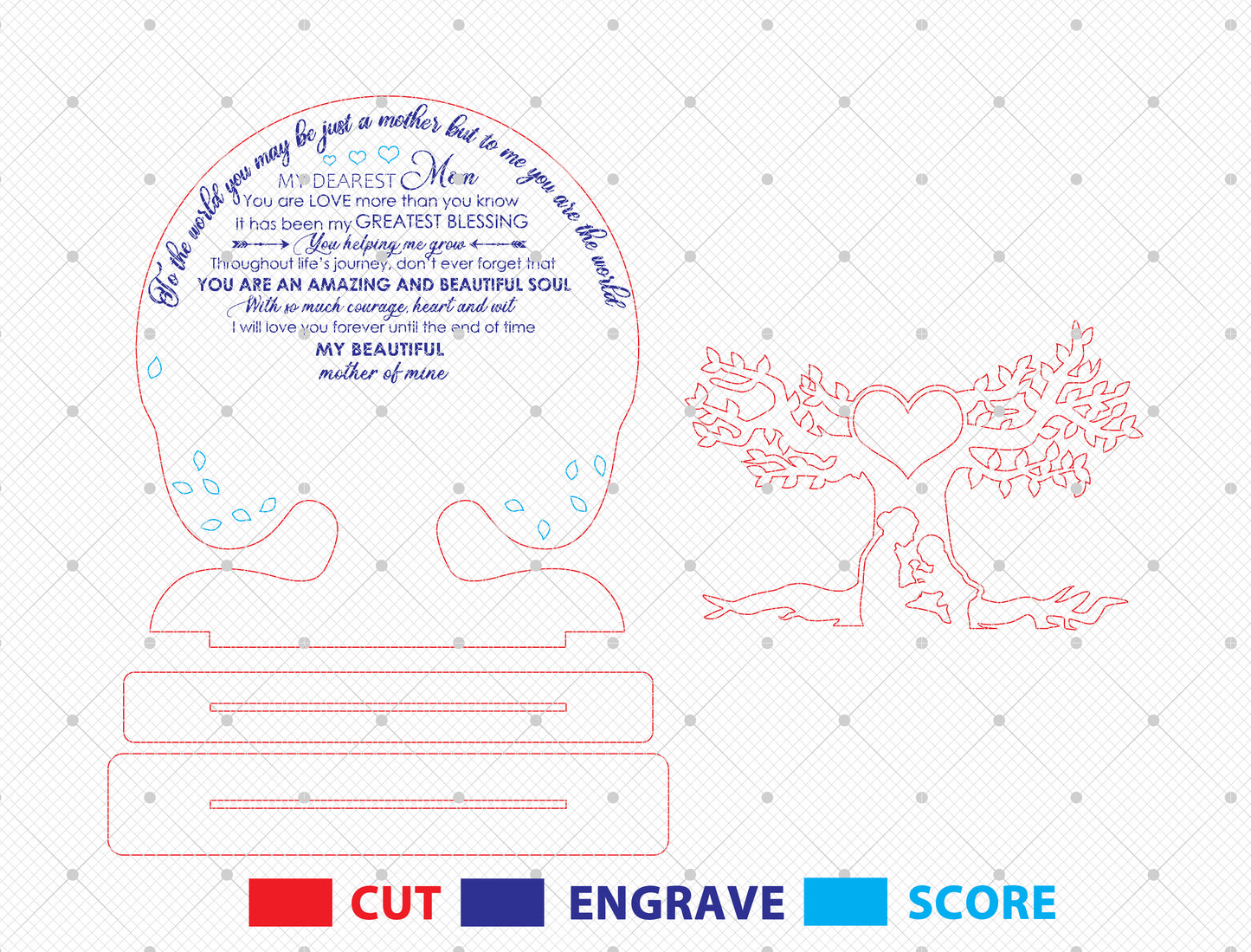 Mom Tree Plaque SVG Mother's Day Poem Sign for Glowforge and xTool