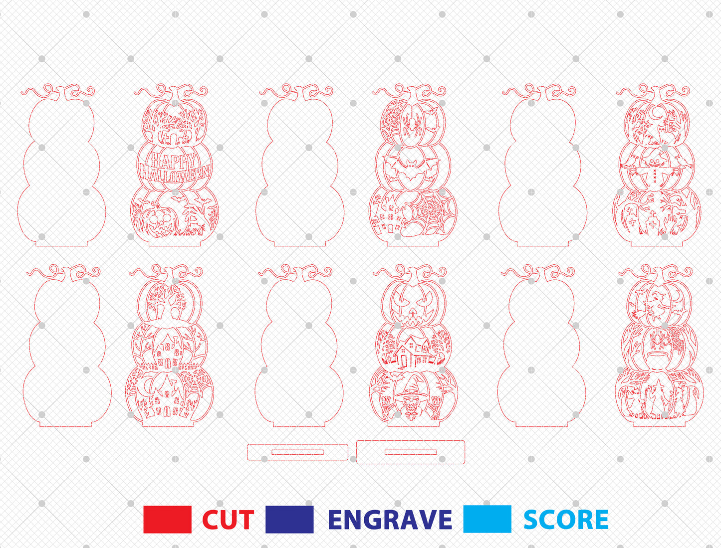 Halloween Pumpkin Stack SVG Bundle Laser Cut File | 6 Jack O Lantern Designs | Layered Wooden Decor | Glowforge, xTool, LightBurn, etc.