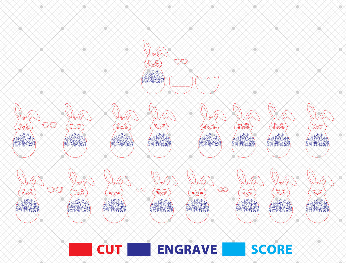 Personalized Easter Bunny Money Holder SVG Bundle for Glowforge