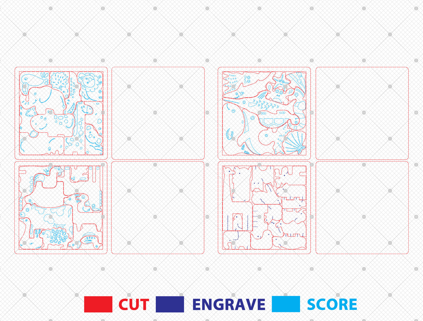 Animal Puzzle Board SVG Laser Cut File for LightBurn and Glowforge