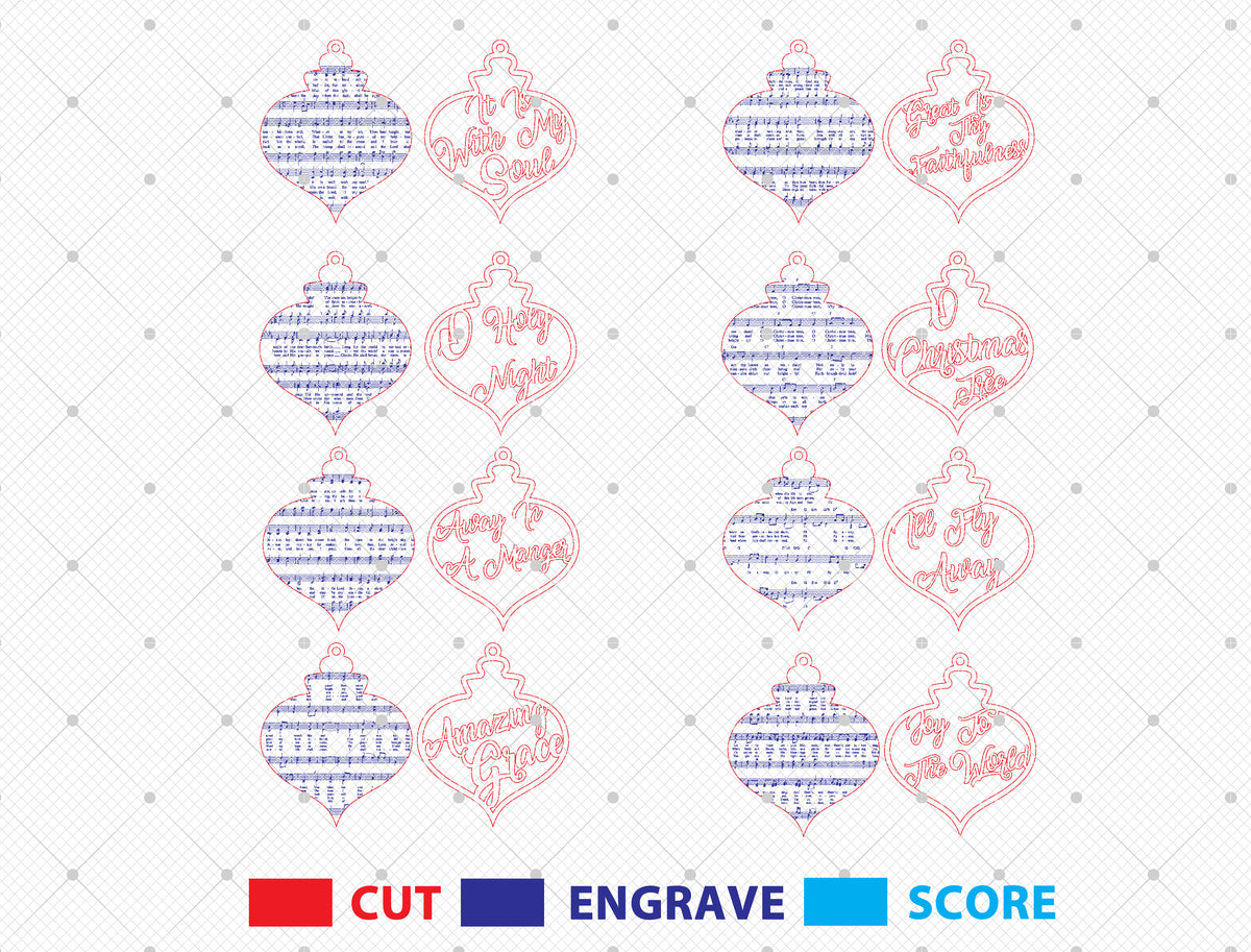 Christmas Hymn Ornament SVG Bundle Sheet Music Designs 2