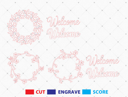Welcome Fall Wreath SVG Set for Glowforge xTool LightBurn 2 Designs