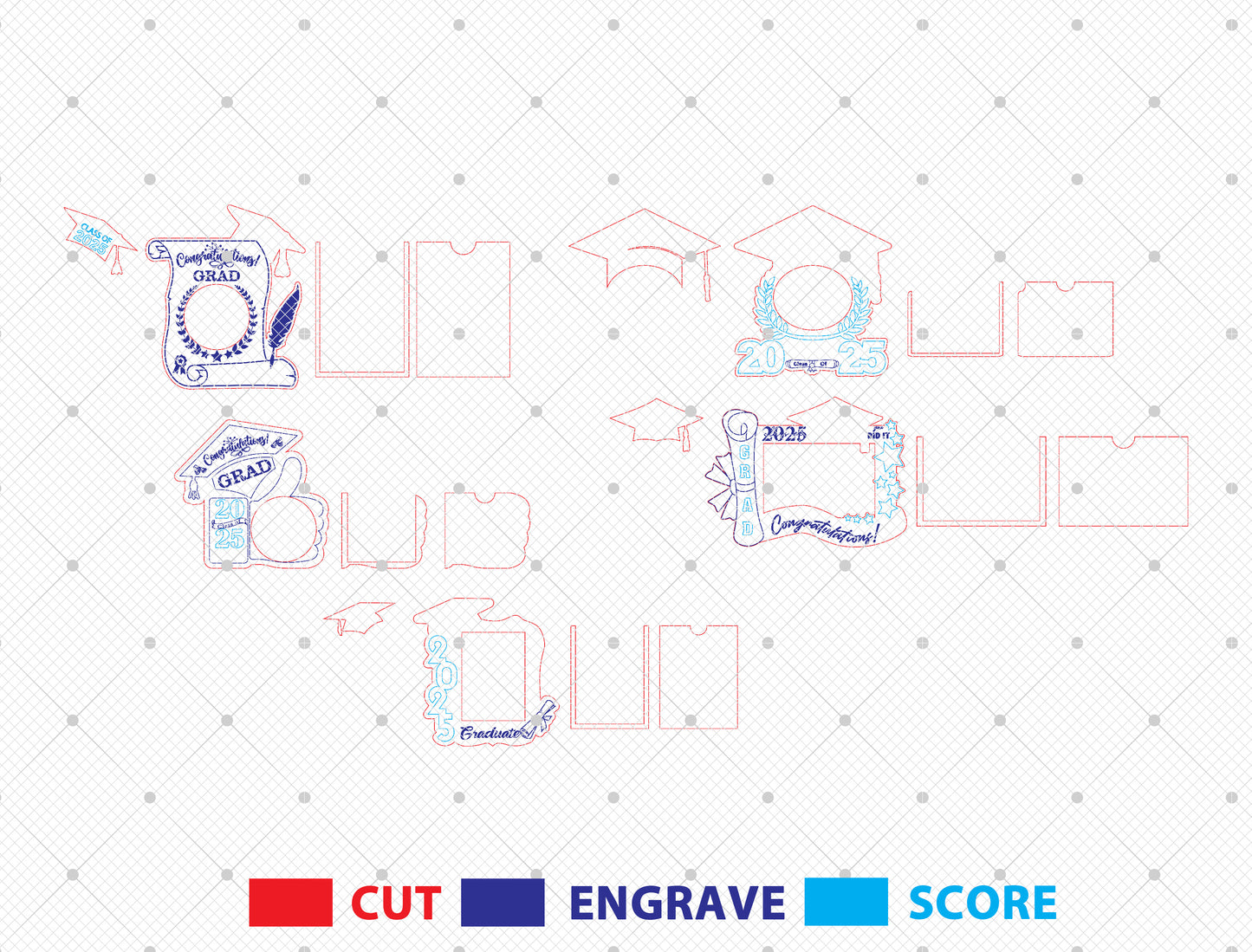 Graduation Photo Frame SVG Bundle Laser Cut File for LightBurn and Glowforge