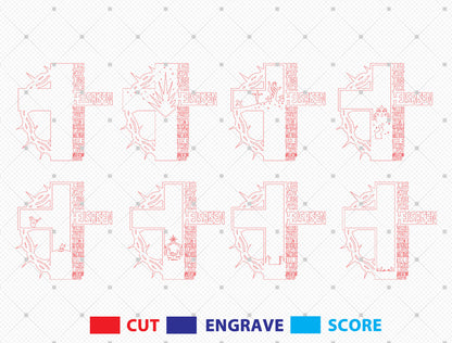 He Is Risen Cross Easter Resurrection Scripture SVG for LightBurn and Glowforge