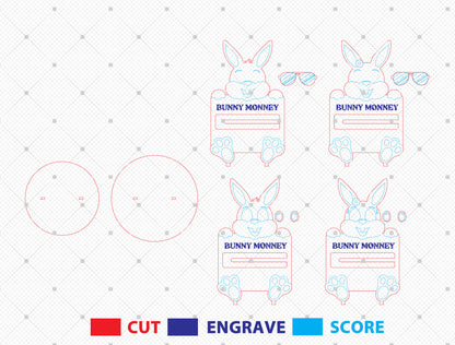 Bunny Money Holder SVG Bundle Cash Holder Easter for LightBurn and xTool