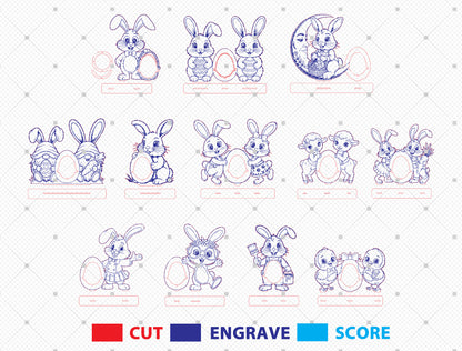 11 Easter Kinder Egg Holder Bundle SVG Laser Cut for LightBurn and Glowforge