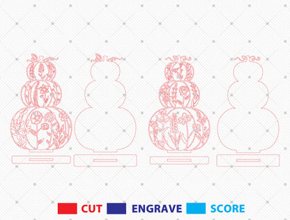 Floral Stacked Pumpkins SVG Set for Glowforge xTool LightBurn 2 Designs