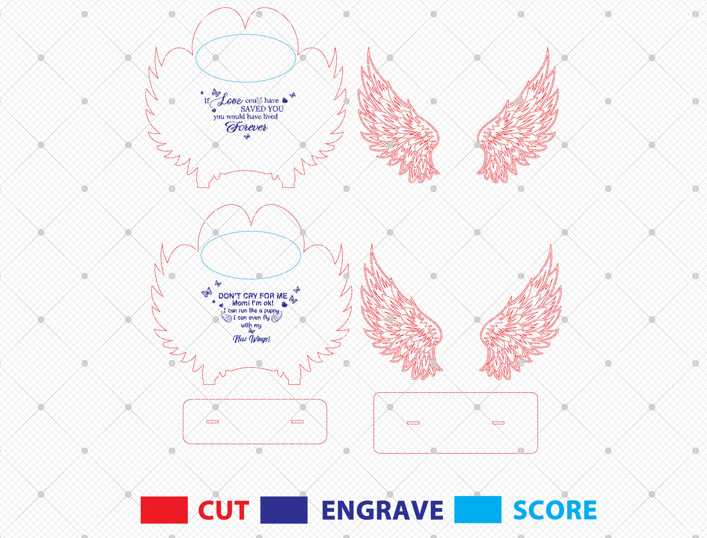Dog Paw Angel Wings Photo Memorial SVG for Glowforge Users
