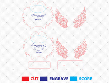 Dog Paw Angel Wings Photo Memorial SVG for Glowforge Users
