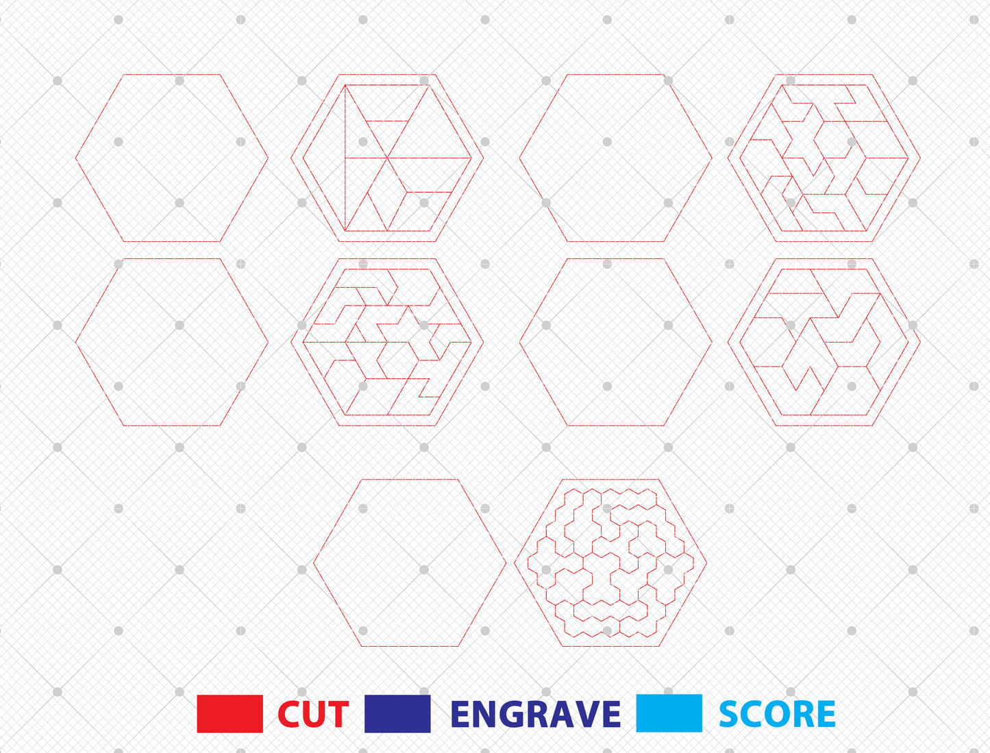 Hexagon Puzzle Board SVG Laser Cut File for Glowforge and xTool