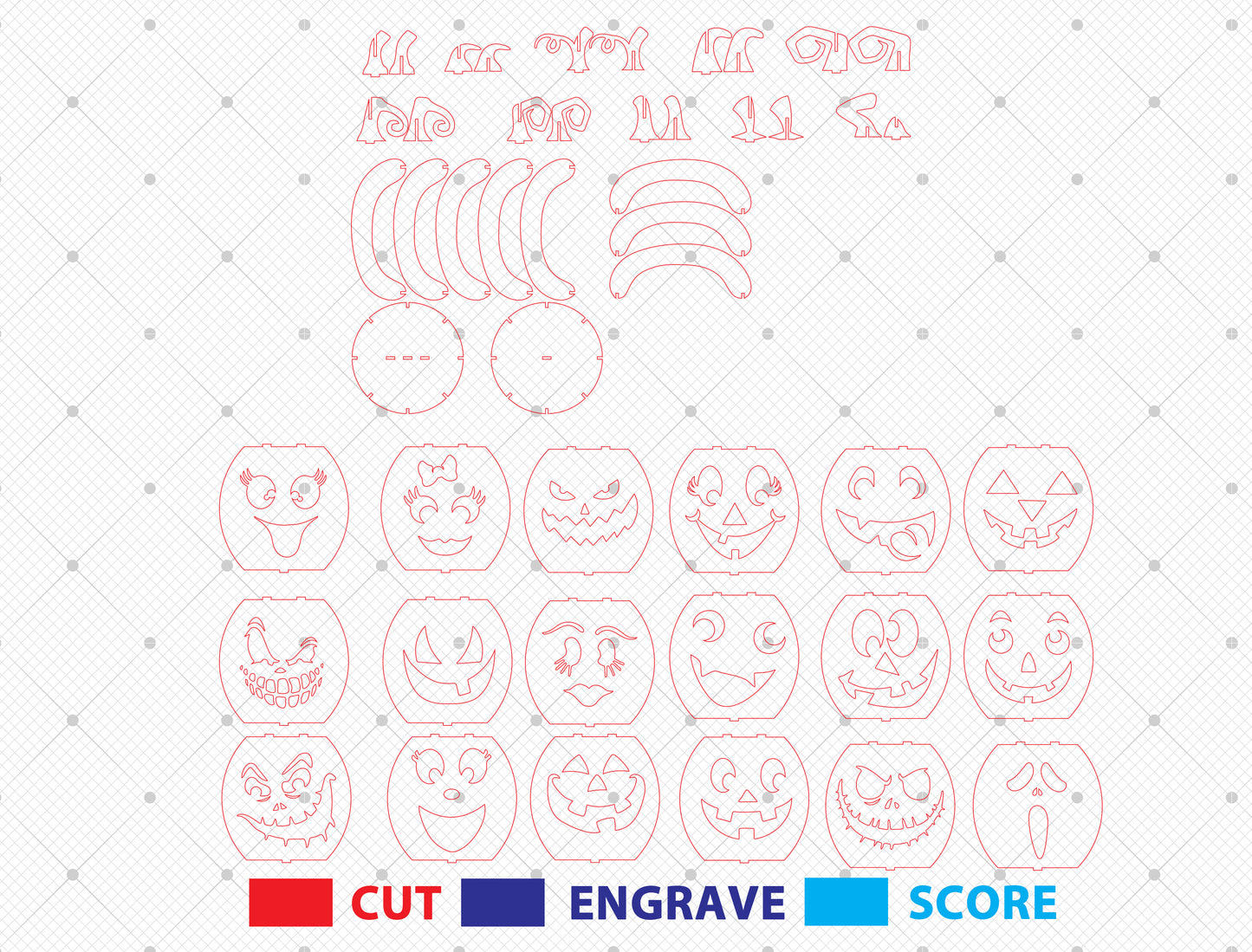 3D Pumpkin Lantern SVG Bundle Laser Cut File | 4 Pumpkin Lantern Designs | Halloween Light Decor | Glowforge, xTool, LightBurn, etc.