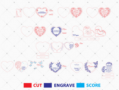 Mom Quote Heart Sign SVG Bundle Mother's Day for Glowforge and xTool