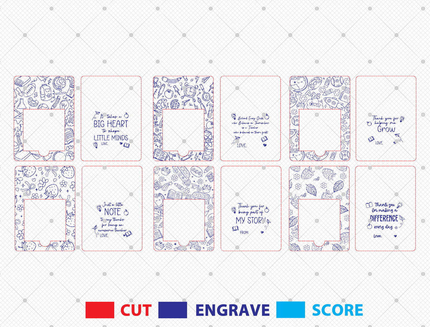 Personalized Teacher Note Holder SVG Laser Cut File for Glowforge and xTool