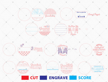Grandma House Round Welcome Sign SVG Bundle for Glowforge and xTool