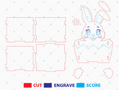 Personalized Easter Animal Basket Laser Cut File | Bunny & Lamb Easter Treat Box | Ready to Cut | Glowforge, xTool, LightBurn, etc.