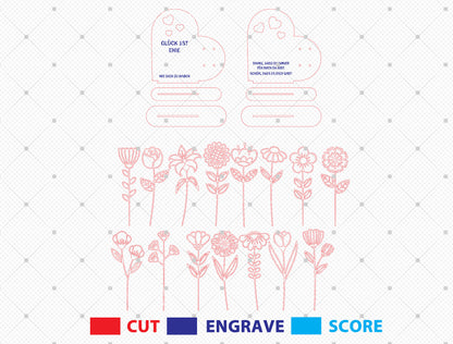 Mama Flower Plaque SVG Bundle 15 Flowers for Glowforge and xTool