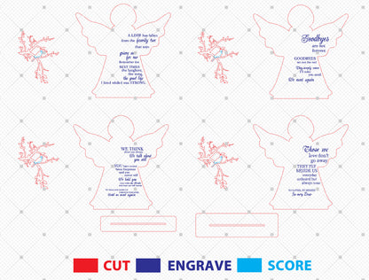 Angel Silhouette Memorial Sign SVG Laser Cut File for xTool
