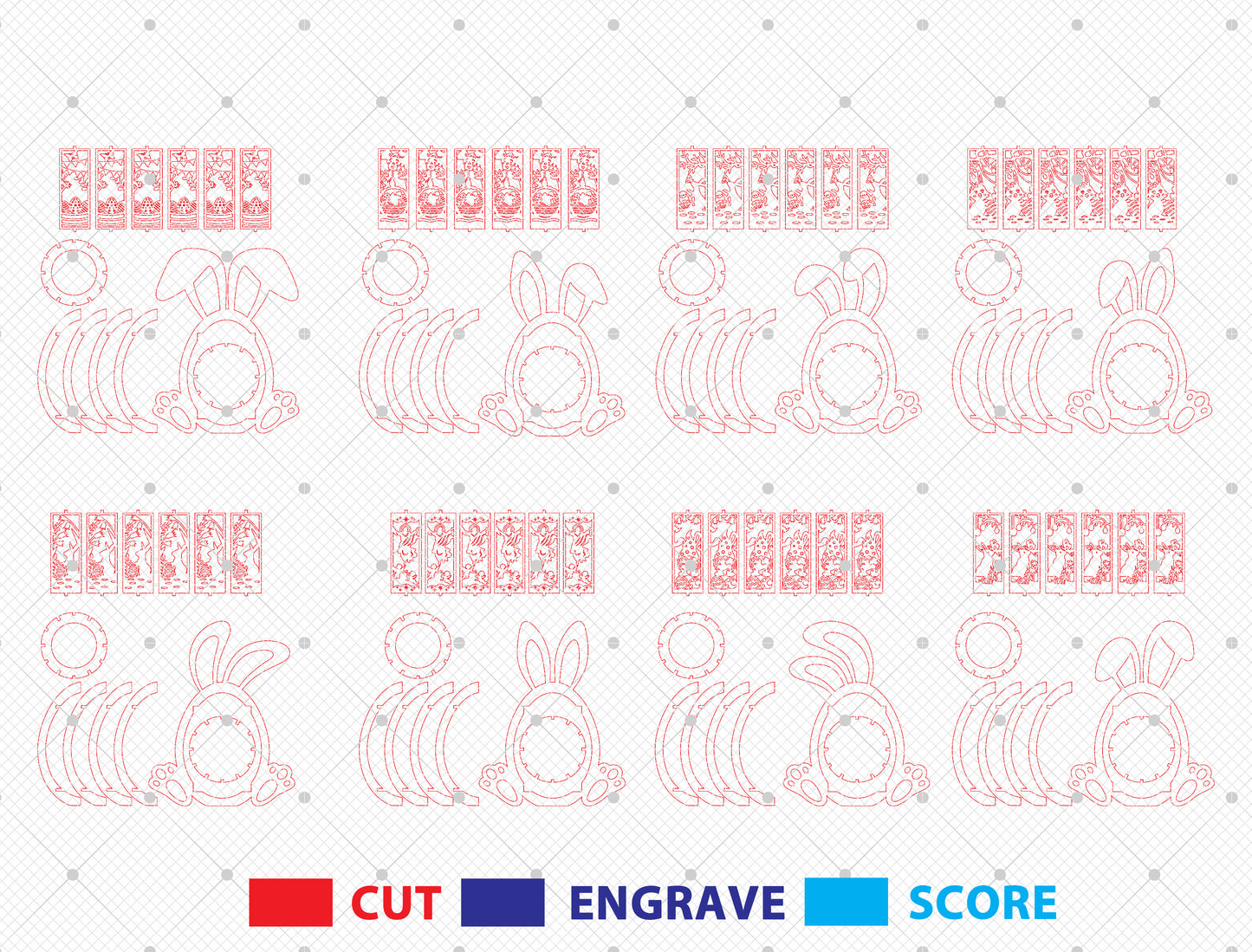 Easter Bunny Lantern SVG Bundle Ver3 Rabbit 8 Designs for LightBurn and xTool