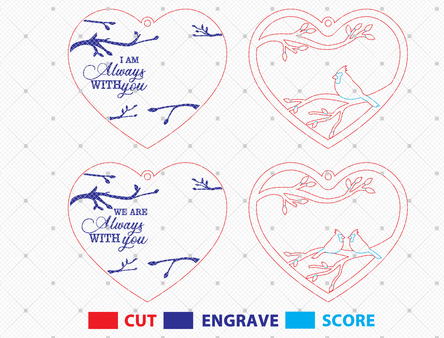 Remembrance Heart Ornament SVG for Glowforge and LightBurn