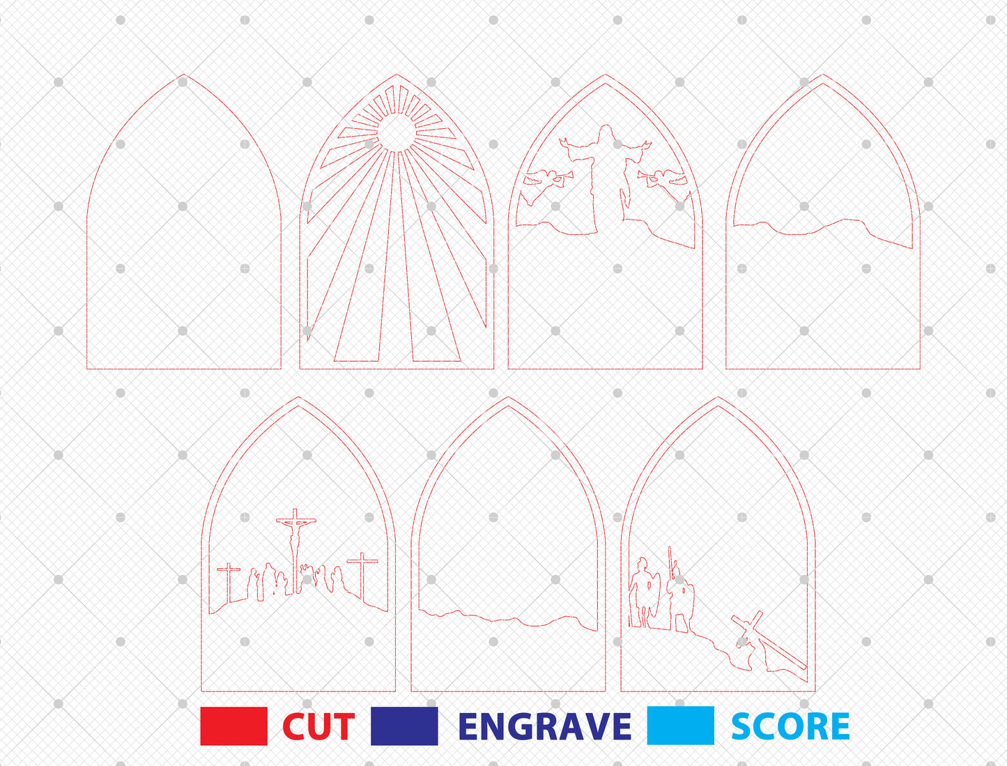 Easter Cross Scene SVG 7 Layer Multilayer Arch for Glowforge and xTool