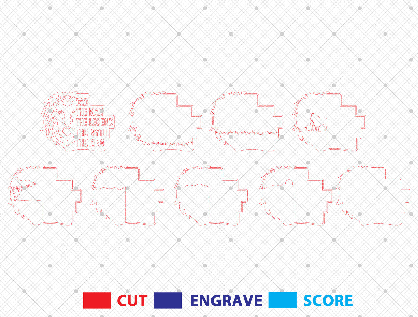 Dad The Man The Legend The Myth The King Laser Cut File | Lion Silhouette Father Decor | Layered Wooden Art | Glowforge, xTool, LightBurn, etc.